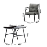 Livsip 2 Seater Outdoor Dining Set with Table Grey&Black - Close-Up Angle