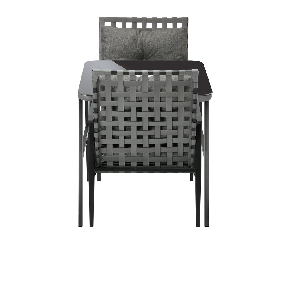 Livsip 2 Seater Outdoor Dining Set with Table Grey&Black