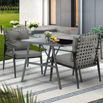 Livsip 2 Seater Outdoor Dining Set with Table Grey&Black