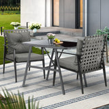 Livsip 2 Seater Outdoor Dining Set with Table Grey&Black - 45-Degree Angle