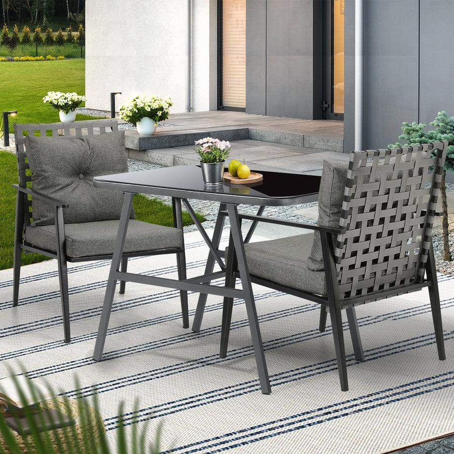 Livsip 2 Seater Outdoor Dining Set with Table Grey&Black