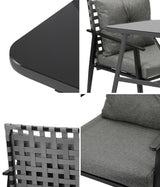 Livsip 2 Seater Outdoor Dining Set with Table Grey&Black - Low Angle