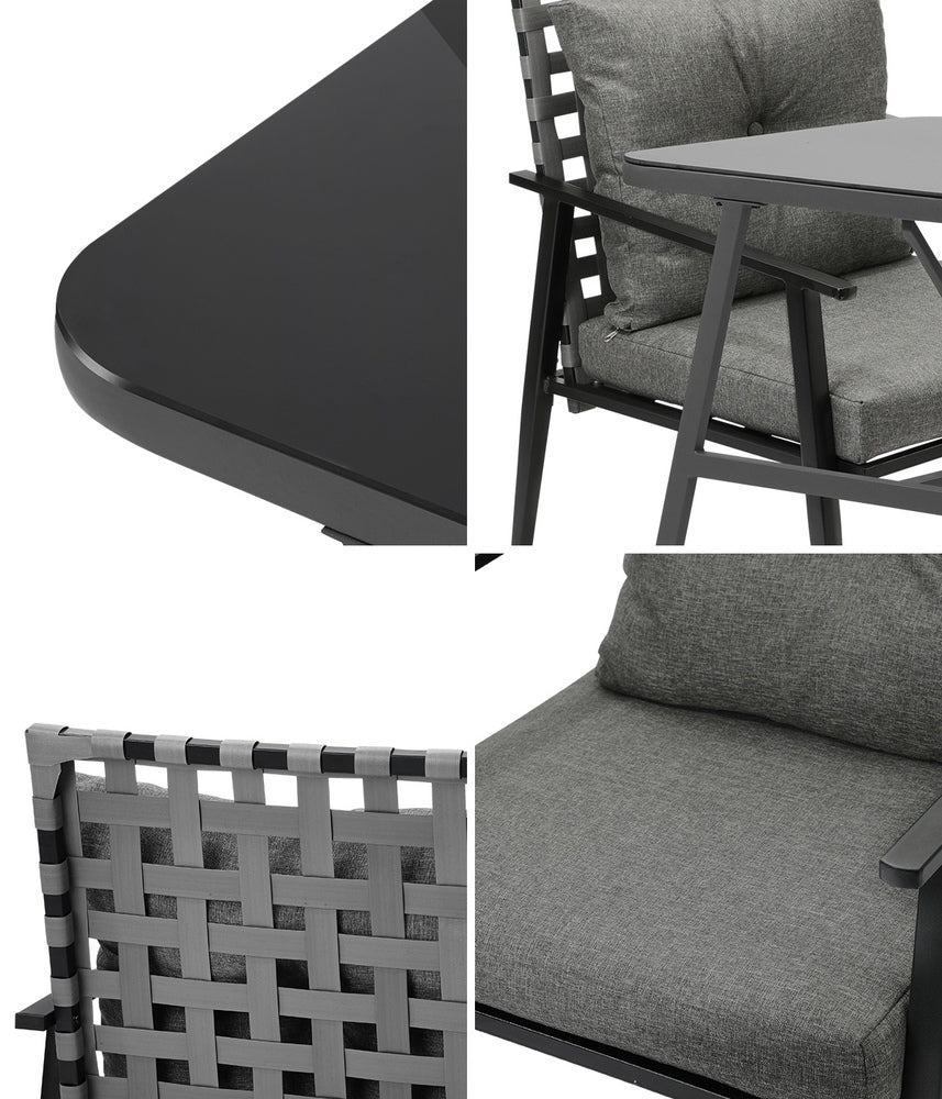 Livsip 2 Seater Outdoor Dining Set with Table Grey&Black