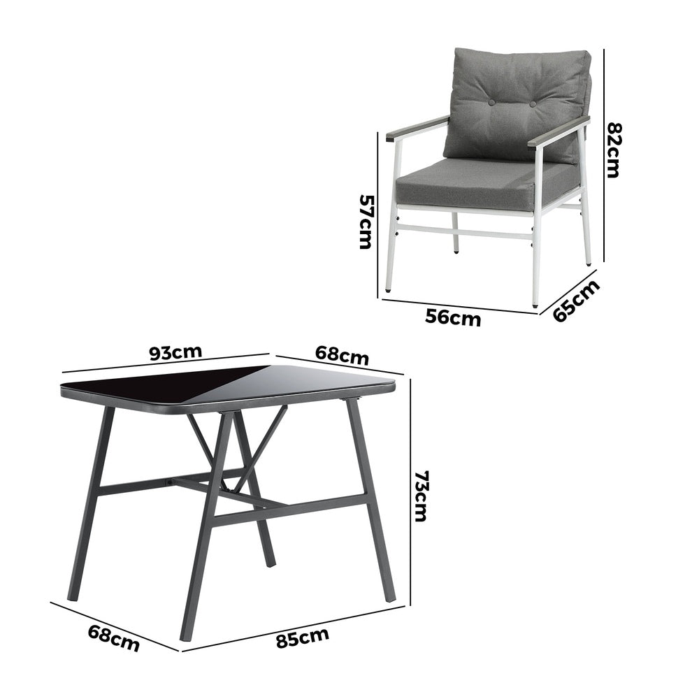 Livsip Outdoor Dining Set Patio Table and Chairs 3PCS