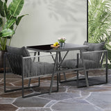 Livsip 3PCS Outdoor Dining Set Coffee Table Armchairs with Cushions - 45-Degree Angle