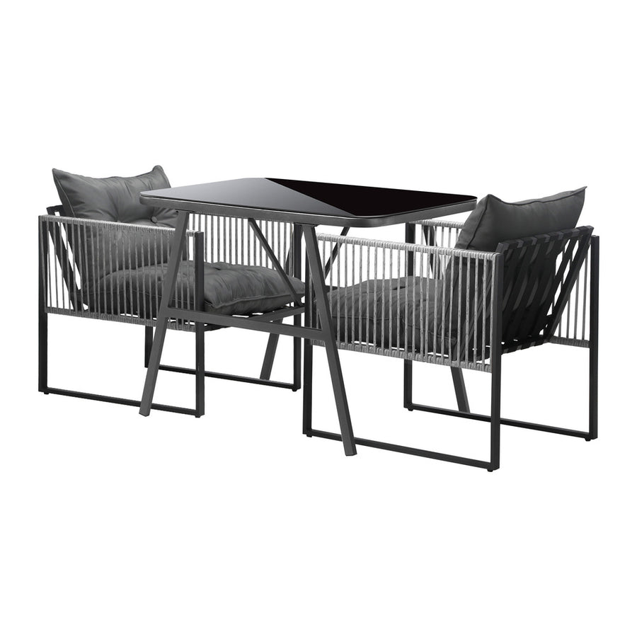 Livsip 3PCS Outdoor Dining Set Coffee Table Armchairs with Cushions