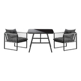 Livsip 3PCS Outdoor Dining Set Coffee Table Armchairs with Cushions - Close-Up Angle