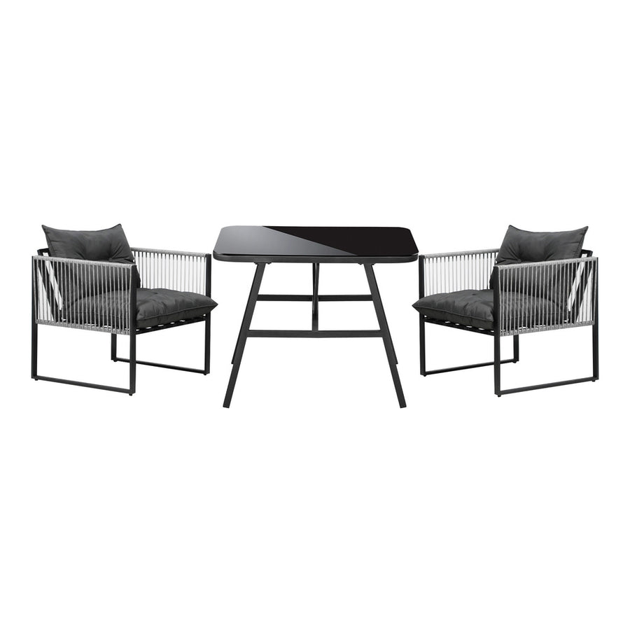 Livsip 3PCS Outdoor Dining Set Coffee Table Armchairs with Cushions, image 7