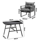 Livsip 3PCS Outdoor Dining Set Coffee Table Armchairs with Cushions - Low Angle