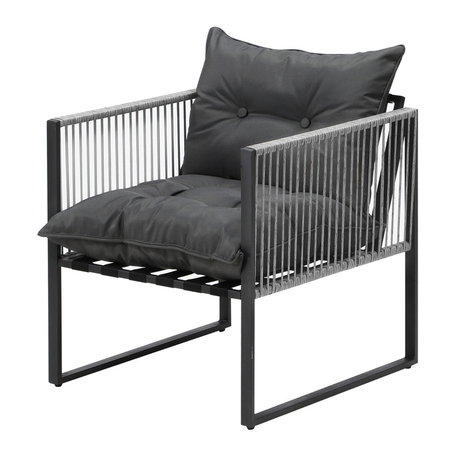 Livsip 3PCS Outdoor Dining Set Coffee Table Armchairs with Cushions, image 9