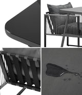 Livsip 3PCS Outdoor Dining Set Coffee Table Armchairs with Cushions