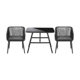 Livsip Outdoor Dining Set 3 PCS Table Chairs Set - Rear View