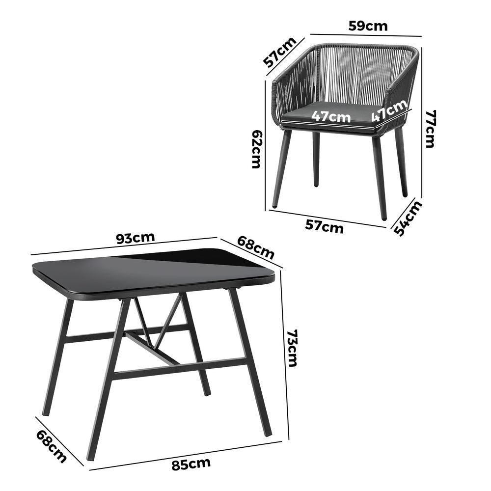 Livsip Outdoor Dining Set 3 PCS Table Chairs Set