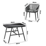 Livsip Outdoor Dining Set 3 PCS Table Chairs Set - 45-Degree Angle