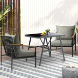 Livsip 3PCS Outdoor Dining Set Garden Table and Chairs - Side View