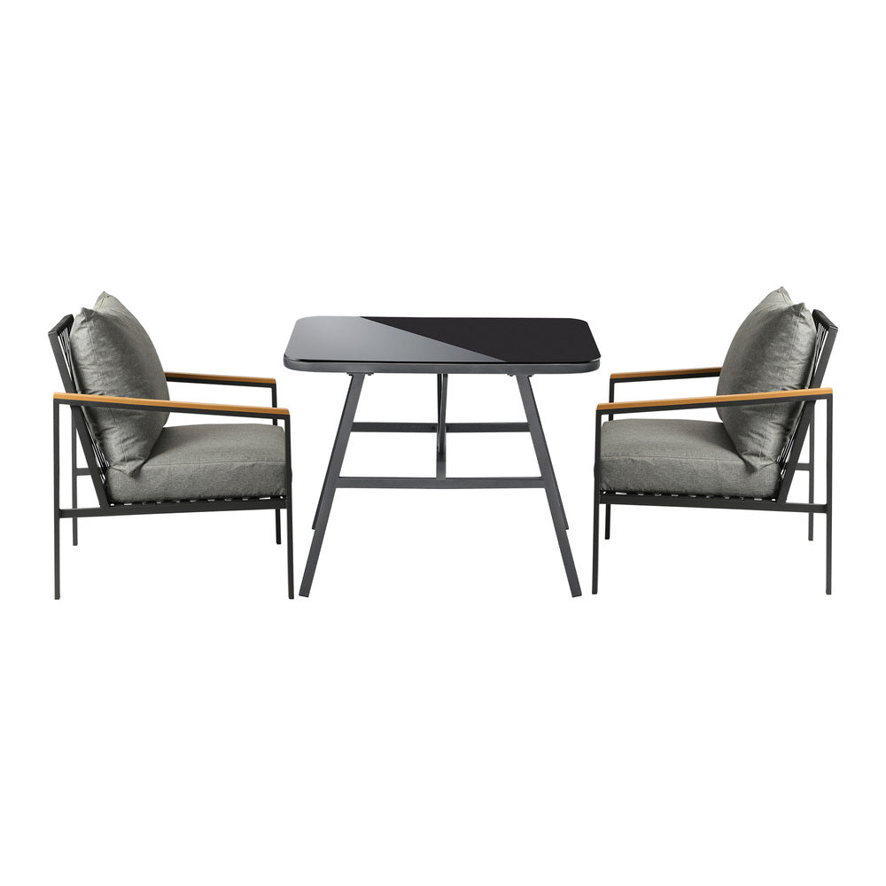 Livsip 3PCS Outdoor Dining Set Garden Table and Chairs