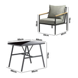 Livsip 3PCS Outdoor Dining Set Garden Table and Chairs - Low Angle