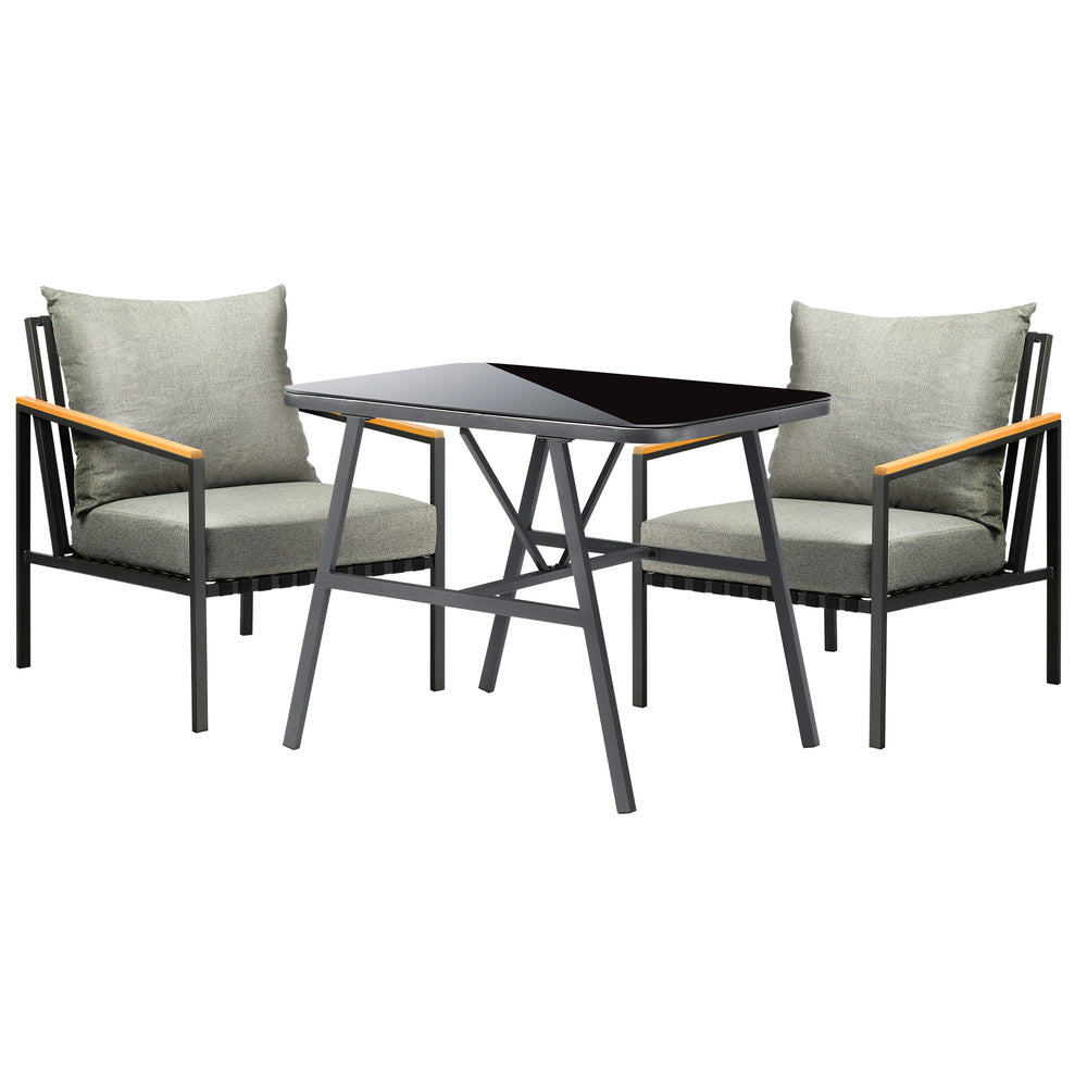 Livsip 3PCS Outdoor Dining Set Garden Table and Chairs