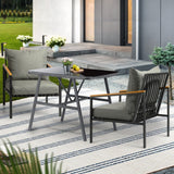 Livsip 3PCS Outdoor Dining Set Garden Table and Chairs - Front View