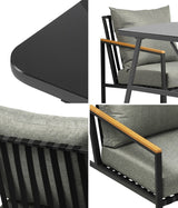 Livsip 3PCS Outdoor Dining Set Garden Table and Chairs - 45-Degree Angle