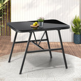 Livsip Outdoor Dining Side Table Glass Tabletop Grey