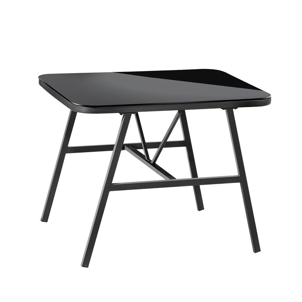 Livsip Outdoor Dining Side Table Glass Tabletop Grey