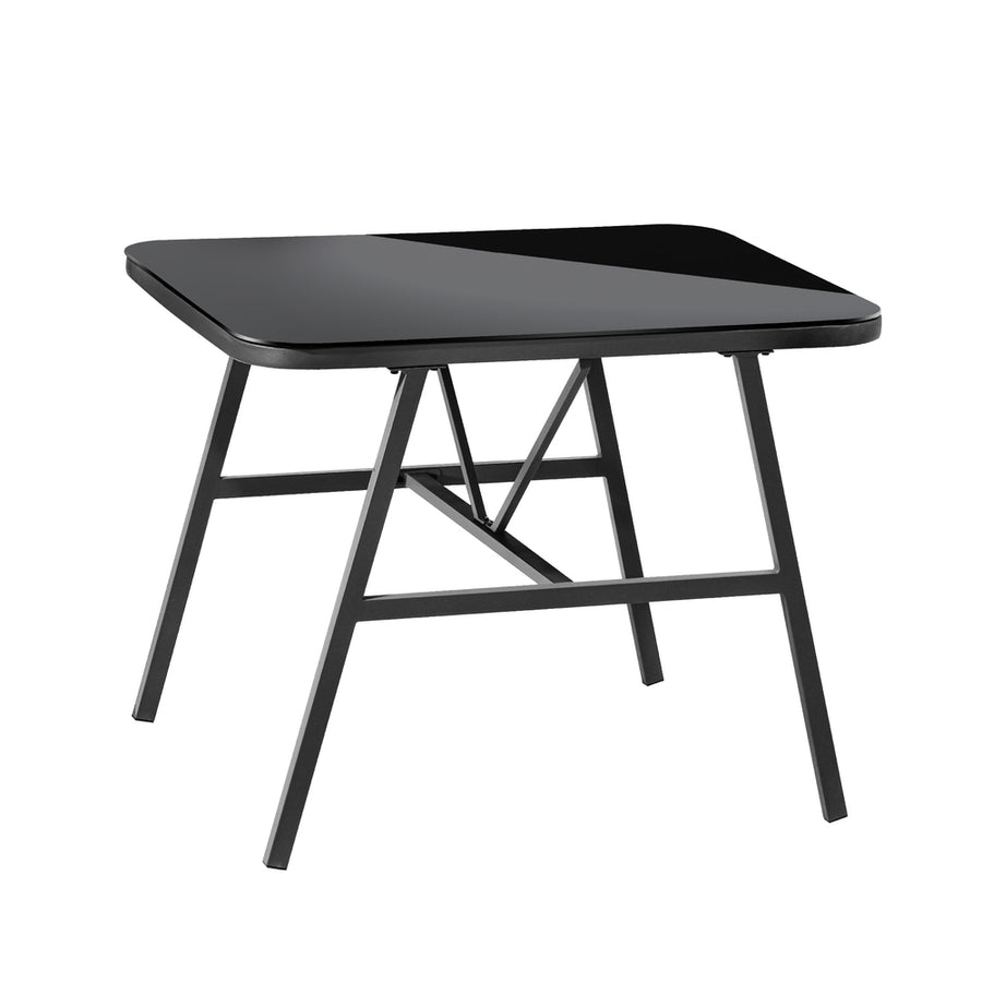 Livsip Outdoor Dining Side Table Glass Tabletop Grey