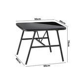 Livsip Outdoor Dining Side Table Glass Tabletop Grey