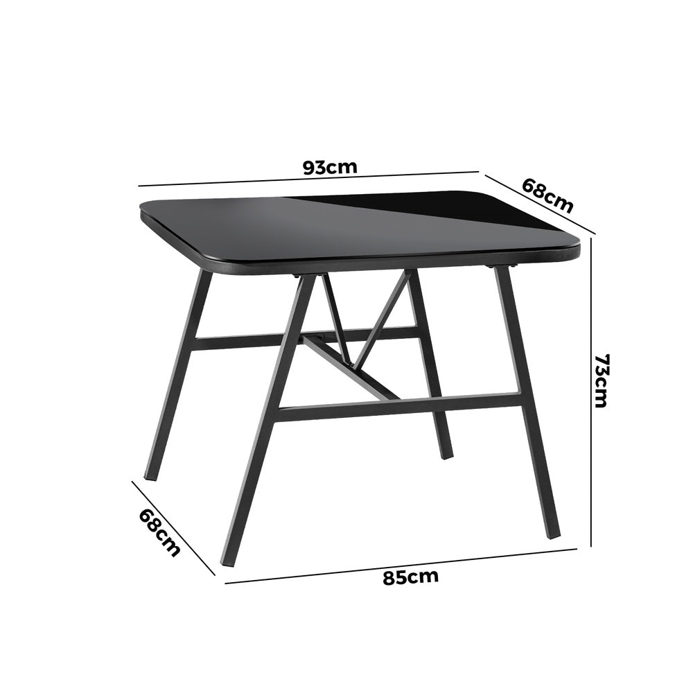 Livsip Outdoor Dining Side Table Glass Tabletop Grey
