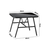 Livsip Outdoor Dining Side Table Glass Tabletop Grey