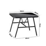 Livsip Outdoor Dining Side Table Glass Tabletop Grey - 45-Degree Angle