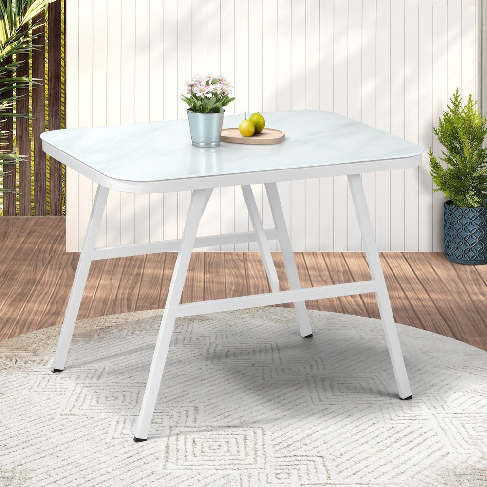 Livsip Outdoor Dining Table Patio Indoor White Marble-style