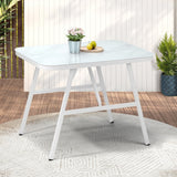 Livsip Outdoor Dining Table Patio Indoor White Marble-style - Top-Down View