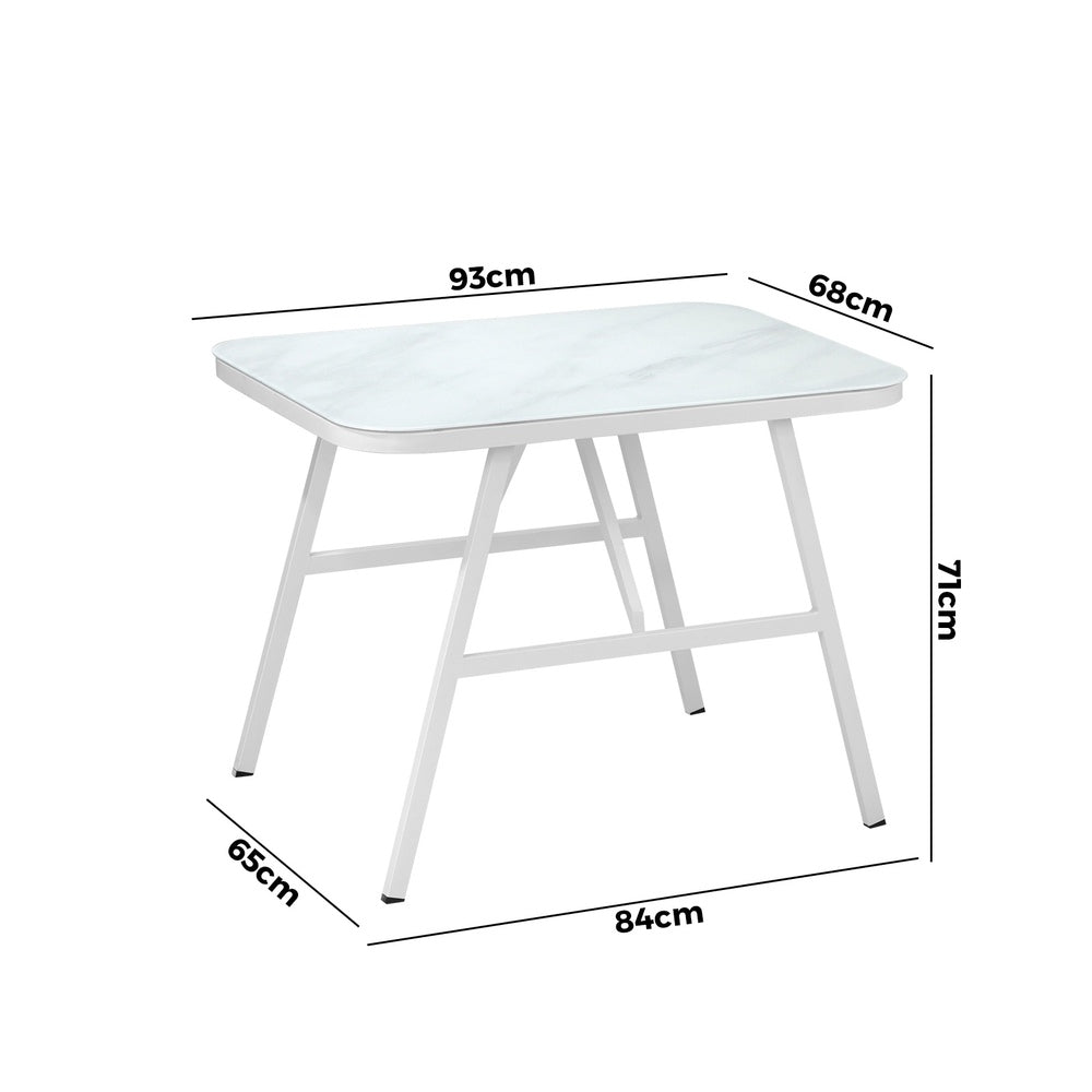 Livsip Outdoor Dining Table Patio Indoor White Marble-style