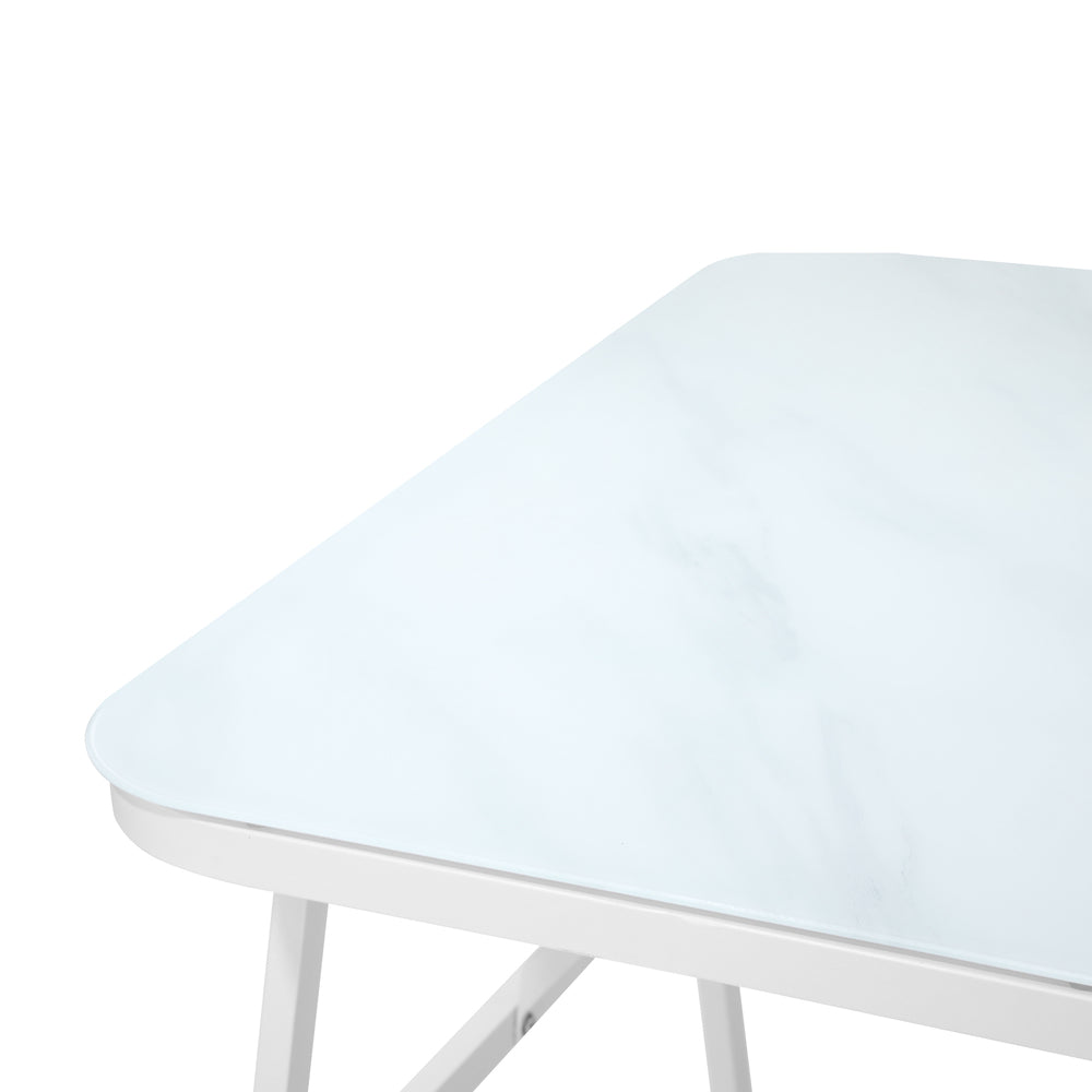 Livsip Outdoor Dining Table Patio Indoor White Marble-style