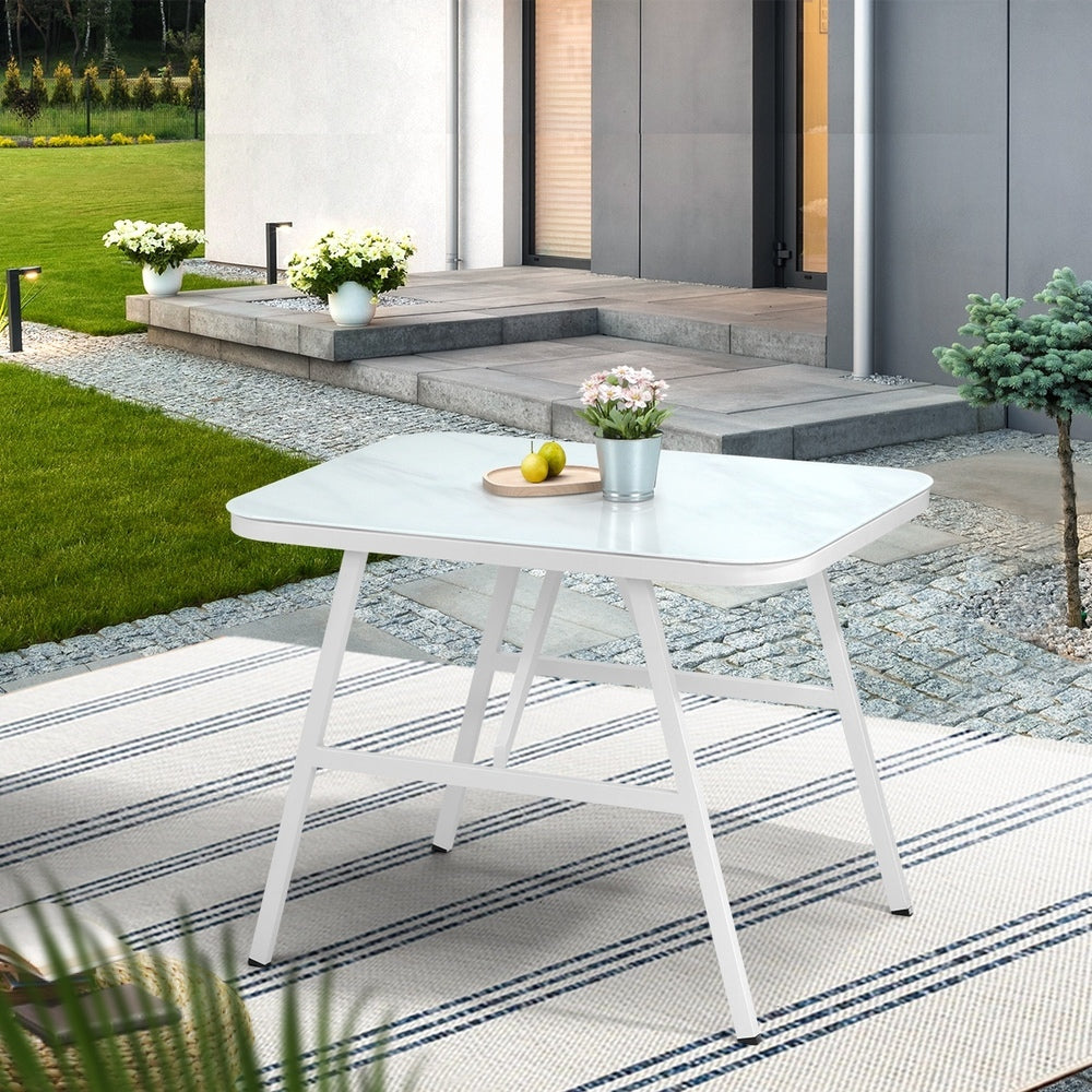 Livsip Outdoor Dining Table Patio Indoor White Marble-style