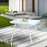 Livsip Outdoor Dining Table Patio Indoor White Marble-style - Low Angle