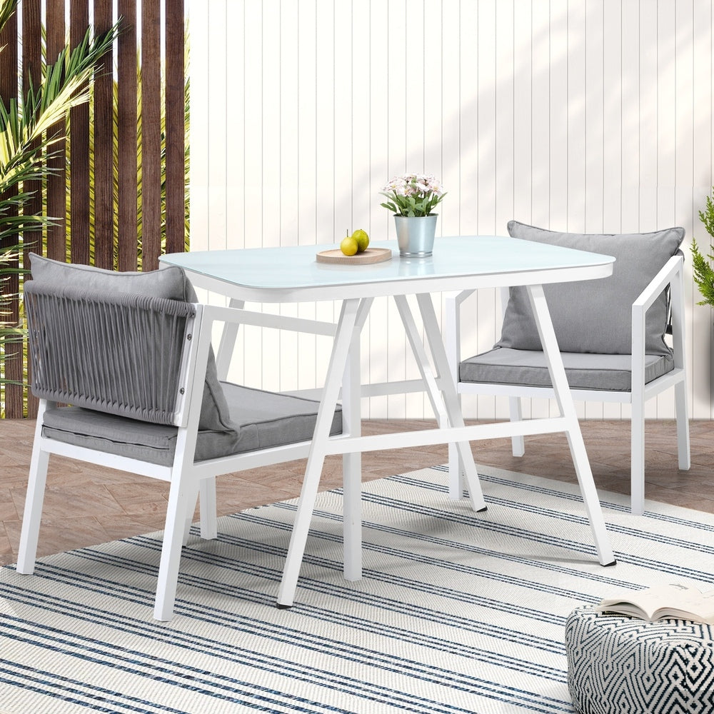 Livsip 3PCS Outdoor Dining Set with Marble-style Table