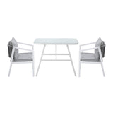 Livsip 3PCS Outdoor Dining Set with Marble-style Table - Low Angle