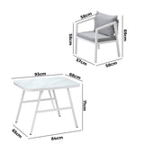 Livsip 3PCS Outdoor Dining Set with Marble-style Table - 45-Degree Angle