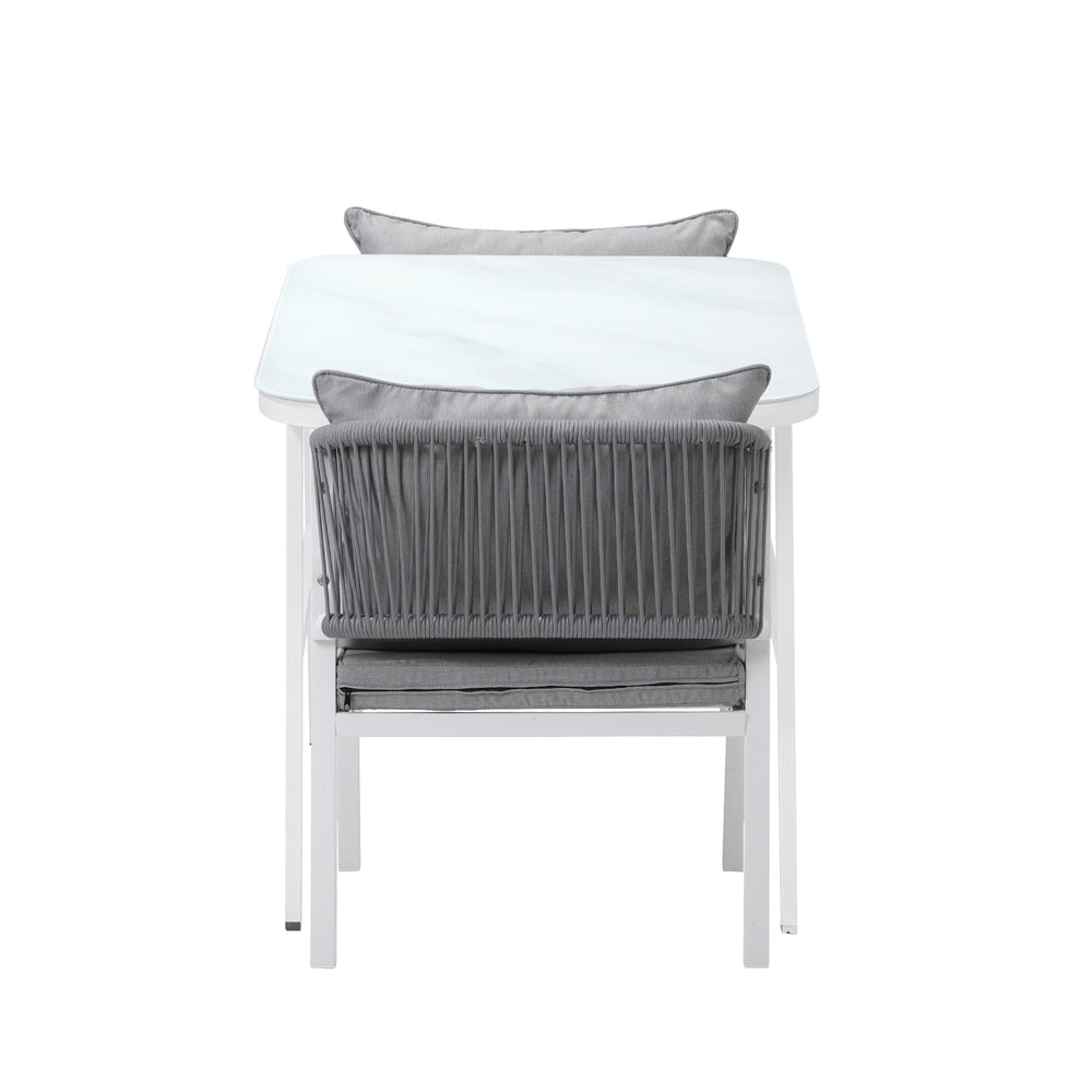 Livsip 3PCS Outdoor Dining Set with Marble-style Table