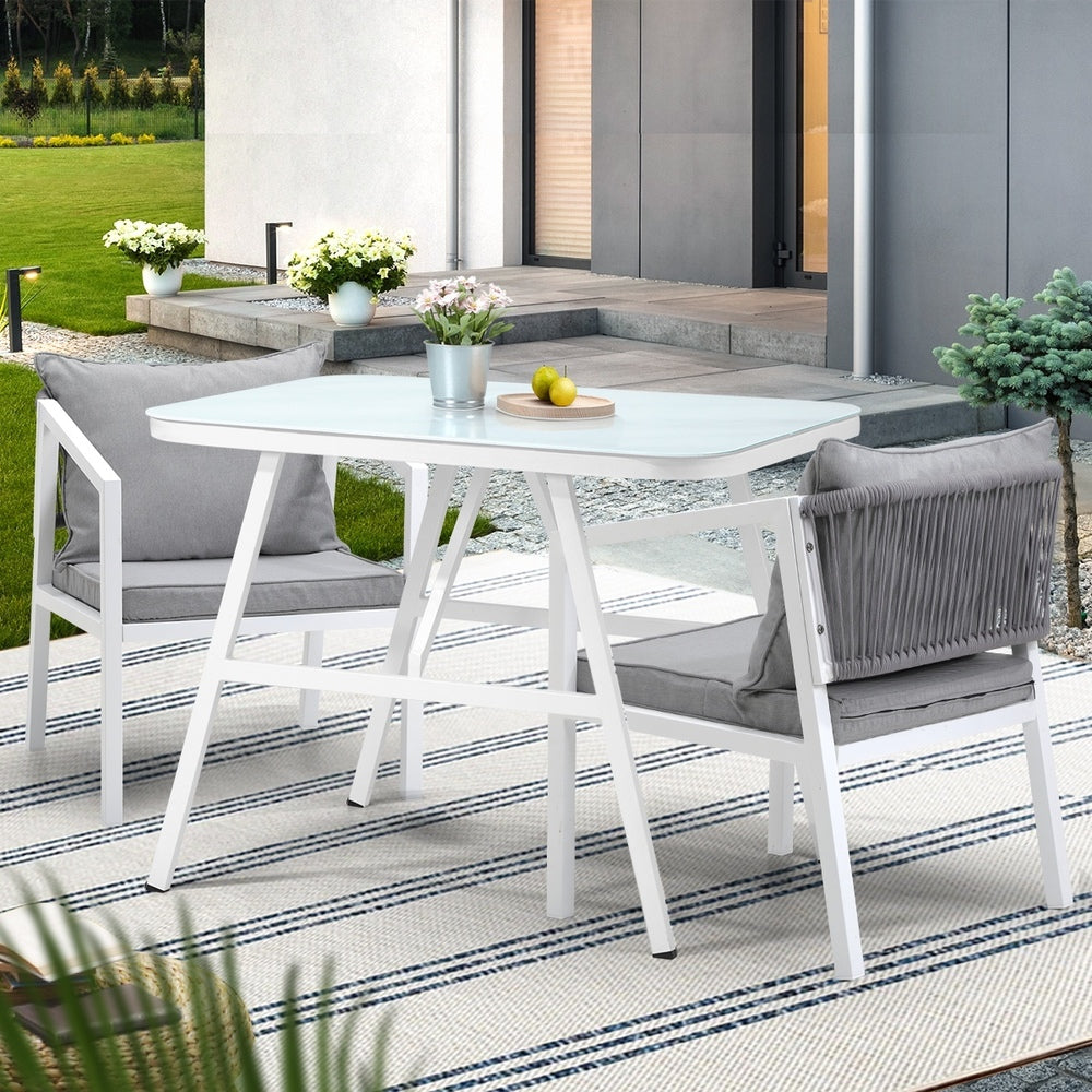 Livsip 3PCS Outdoor Dining Set with Marble-style Table
