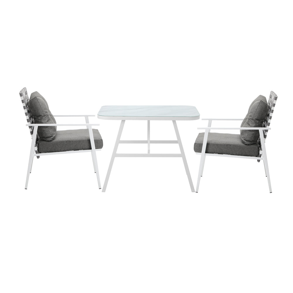 Livsip Outdoor Dining Set Rattan Chair Marble-style Table