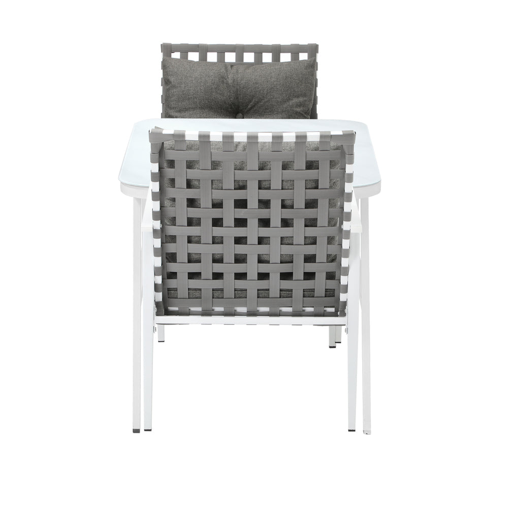 Livsip Outdoor Dining Set Rattan Chair Marble-style Table
