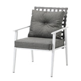 Livsip Outdoor Dining Set Rattan Chair Marble-style Table - Close-Up Angle