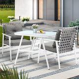 Livsip Outdoor Dining Set Rattan Chair Marble-style Table - Side View