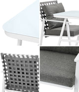 Livsip Outdoor Dining Set Rattan Chair Marble-style Table - Rear View