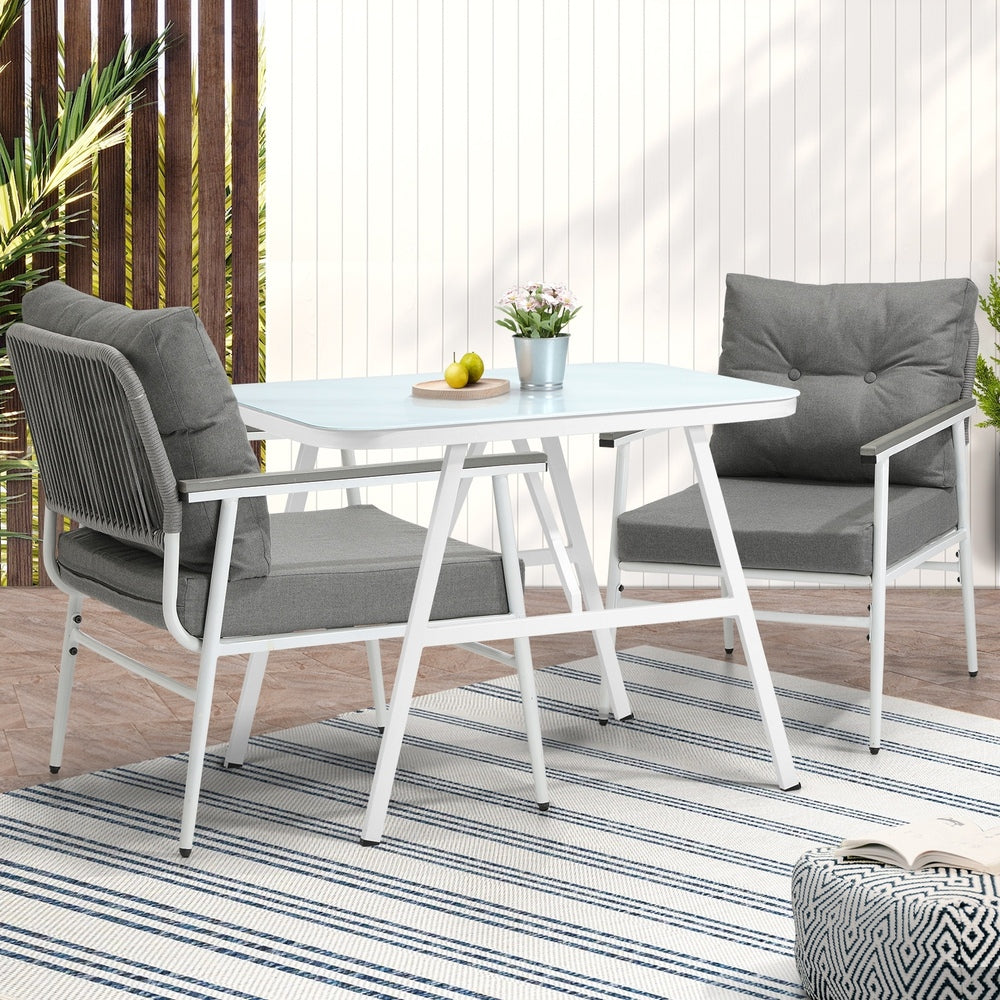 Livsip Outdoor Dining Set Marble-style Table 3 Piece