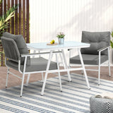 Livsip Outdoor Dining Set Marble-style Table 3 Piece - Close-Up Angle
