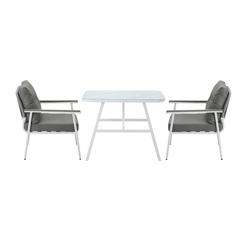 Livsip Outdoor Dining Set Marble-style Table 3 Piece